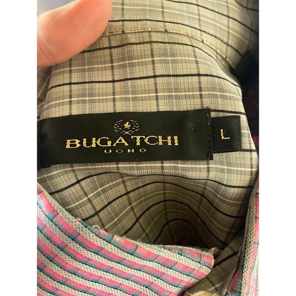 Bugatchi‎ Uomo Mens Size Large Long-Sleeve Button Down Shirt Plaid - Picture 5 of 6
